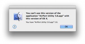 Error message when launching the utility on Mavericks.