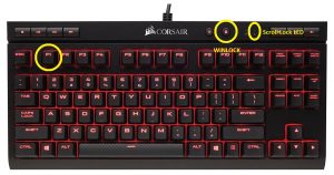 How to find the WINLOCK key on the Corsair K63